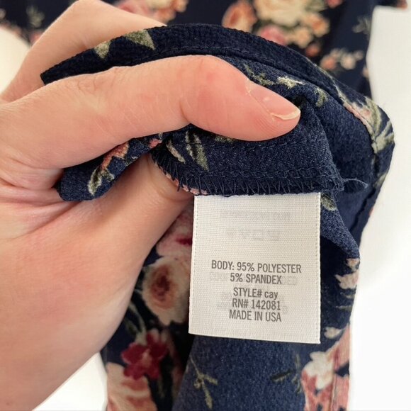 NEW NWT BLUE RAIN FRANCESCA'S Navy Blue Pink Cream Floral Ruffle Shift Dress M - Picture 8 of 14
